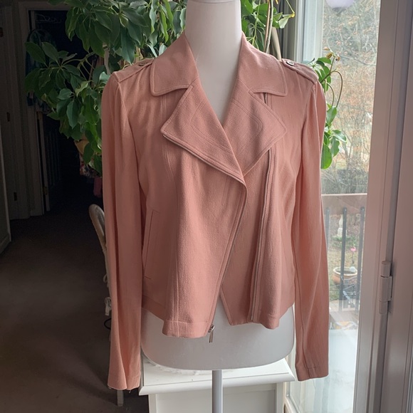 LC Lauren Conrad Linen Blend Moto Jacket Sz M - Picture 1 of 11